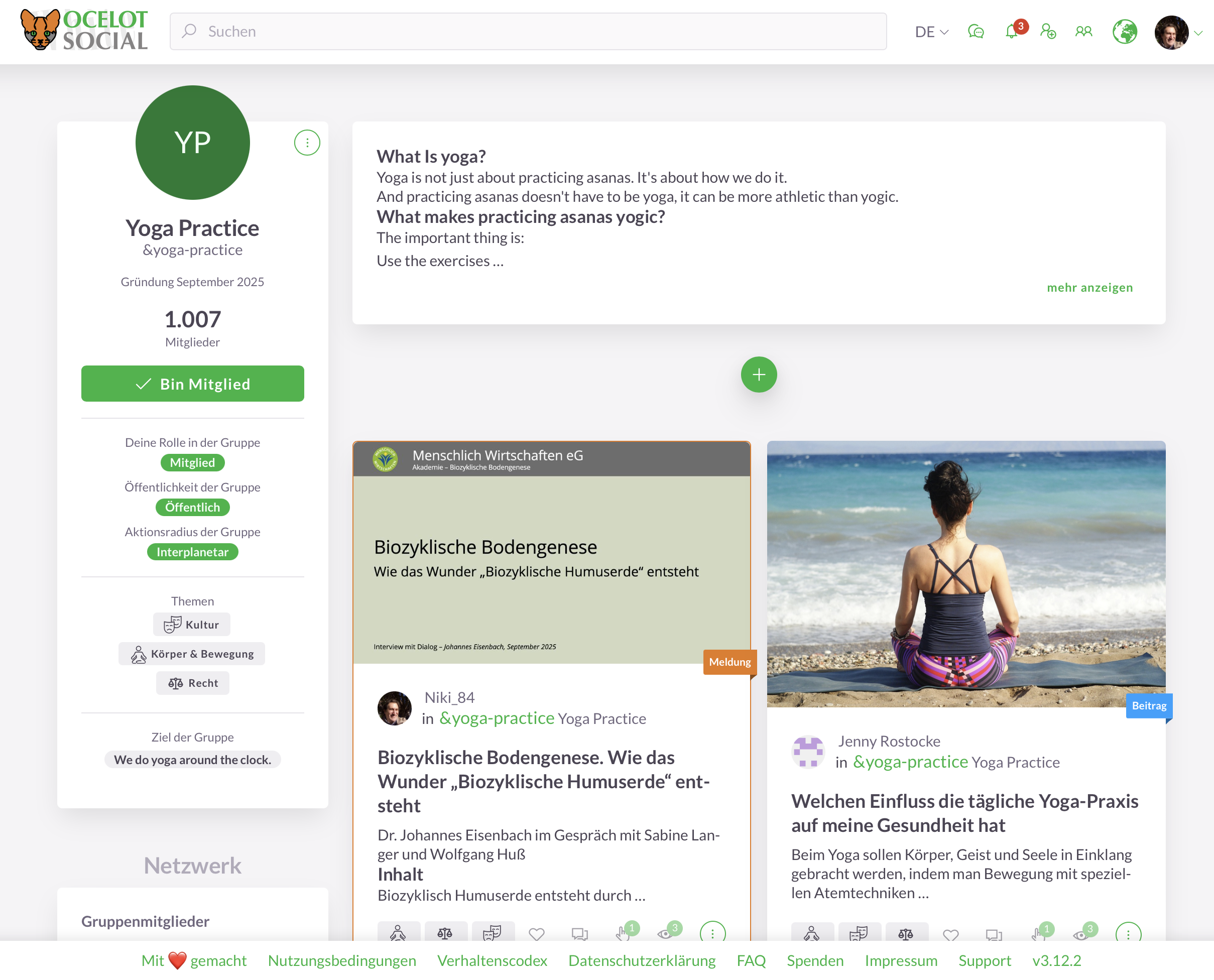 Angepinnter Beitrag auf Gruppenseite
