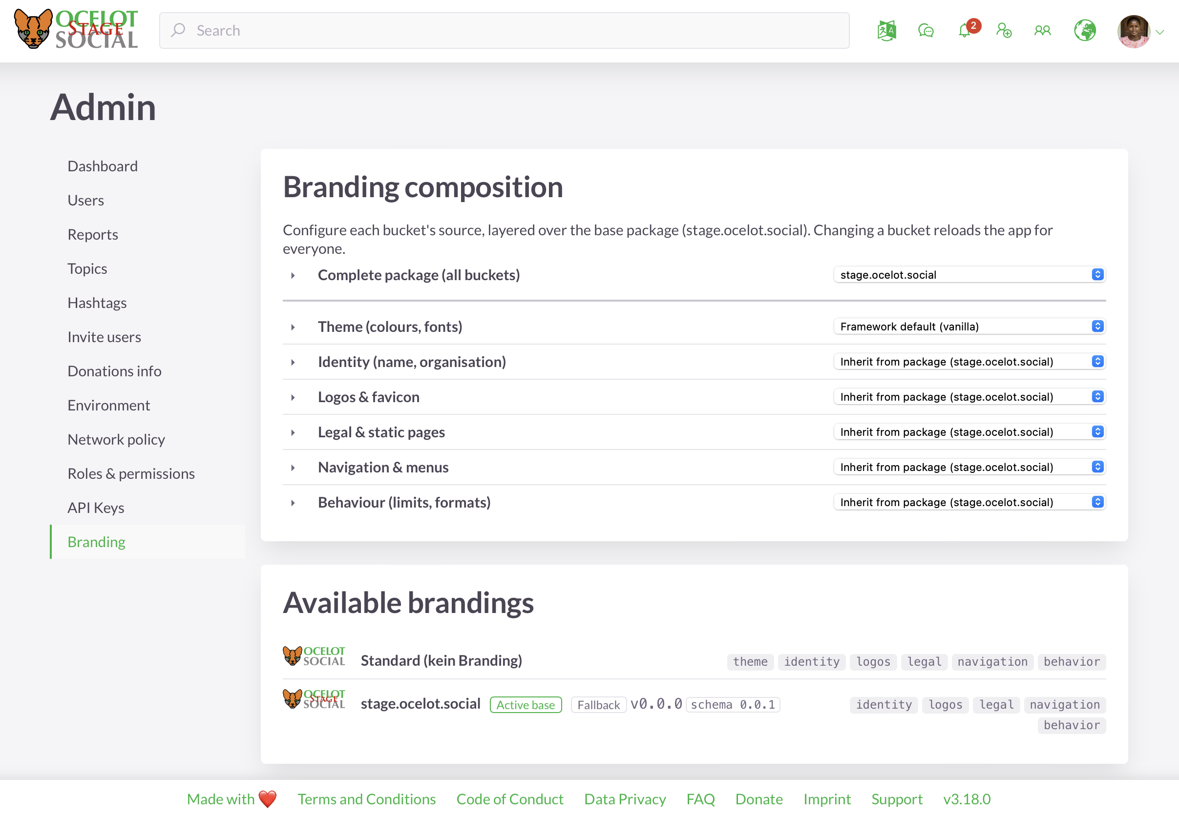 Ajustes de branding